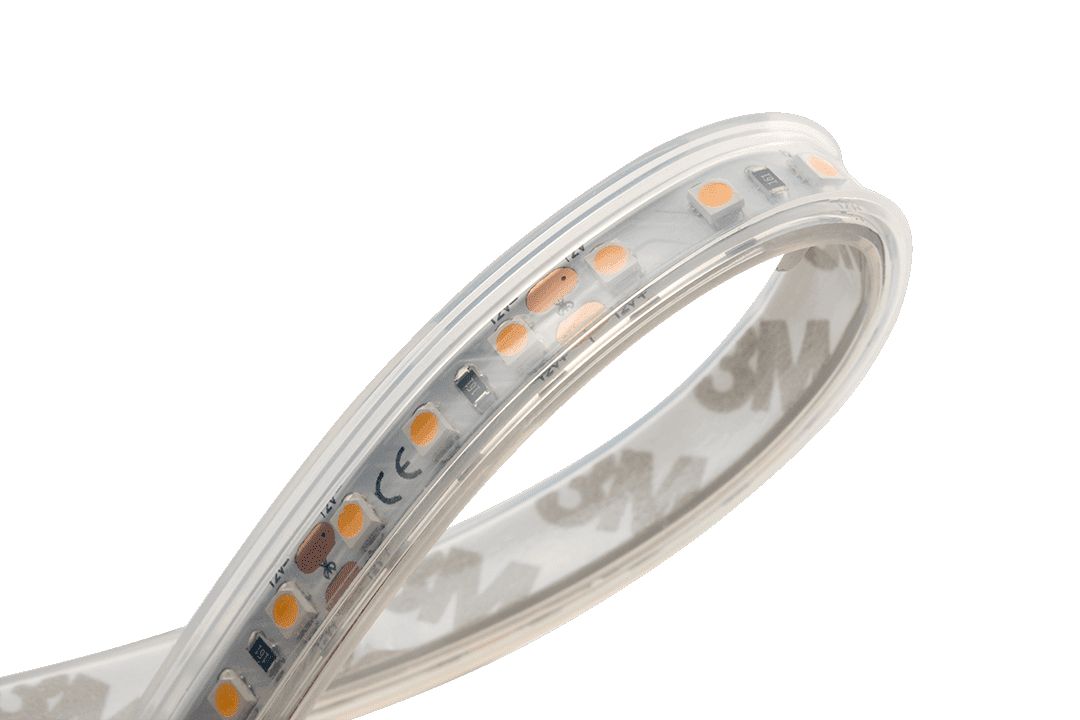 фото влагозащищенная лента designled 9,6w/m 120led/m 3528smd теплый белый 5m 003352 | 220svet.ru