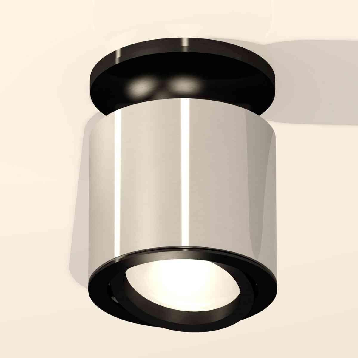 фото комплект накладного светильника ambrella light xs7405020 psl/pbk серебро полированное/черный полированный (n7926, c7405, n7002) | 220svet.ru