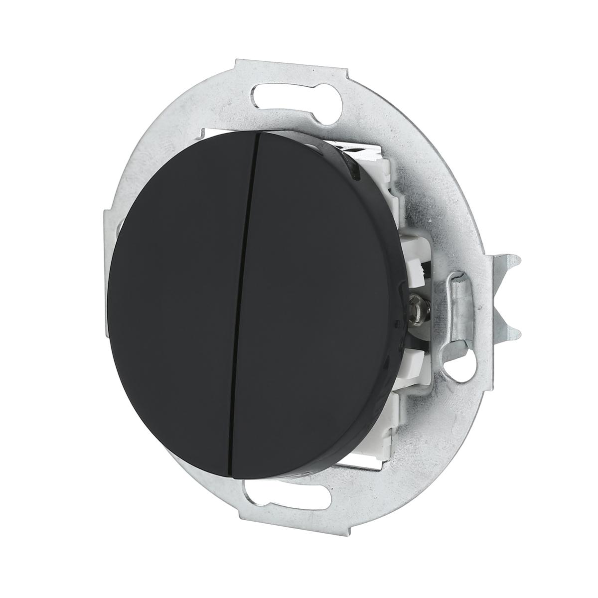 фото выключатель lk studio двухклавишный (схема 5) 16 a, 250 b (черный) vintage 881108-1 | 220svet.ru