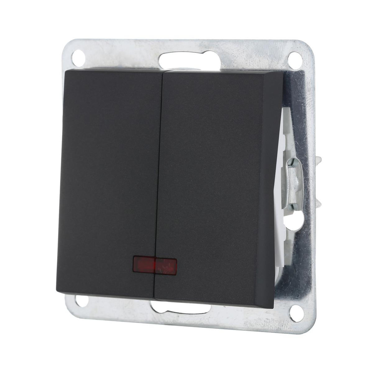 фото выключатель lk studio 2-кл., с индикаторами (схема 5l) 16 a, 250 b (черный бархат) lk80 841208-1 | 220svet.ru