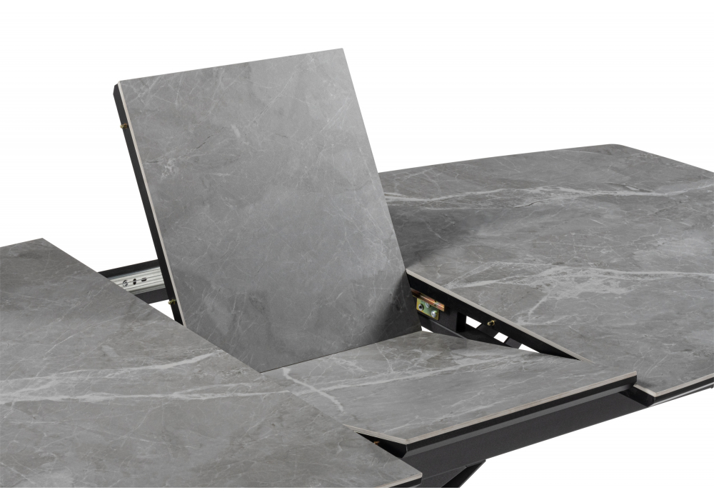 фото керамический стол раскладной woodville риполь 160(205)х89 larka grey / черный 625971 | 220svet.ru