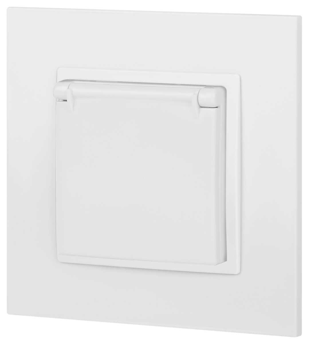 фото розетка эра elegance 14-2103-01м с заземлением 2p+e schuko со шторками с крышкой 16а-250в белый матовый б0065808 | 220svet.ru