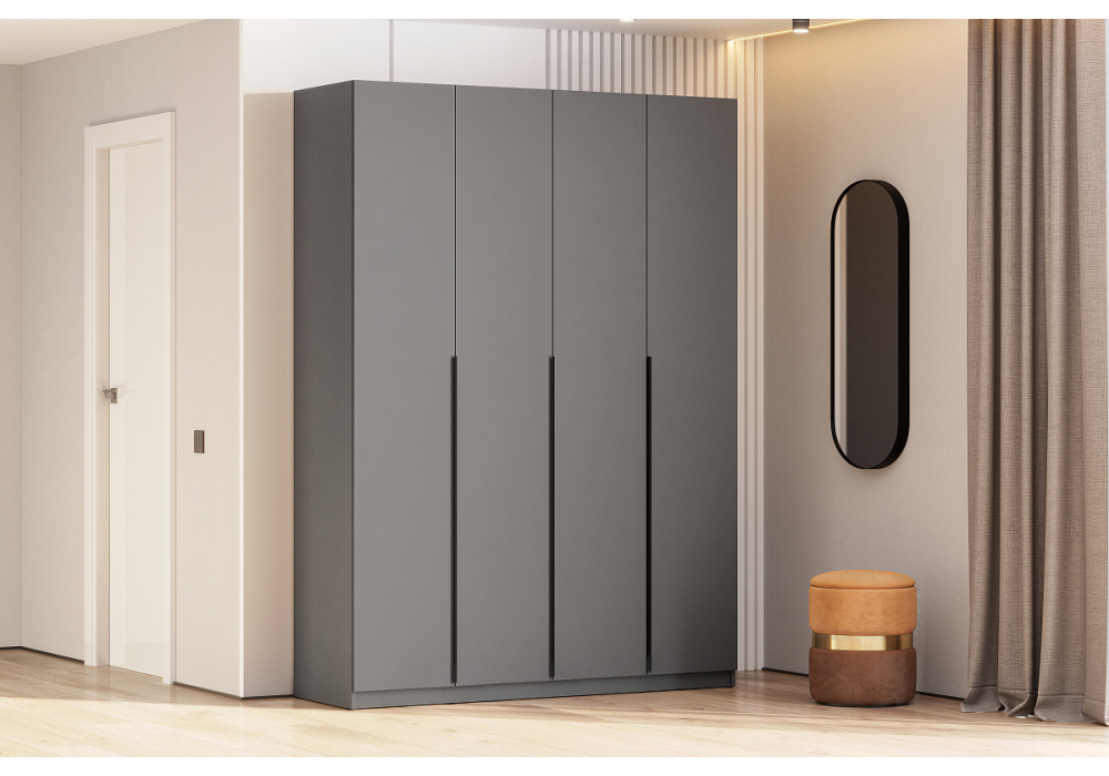 фото шкаф четырехстворчатый woodville даиго графит серый 593702 | 220svet.ru