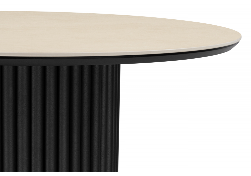 фото керамический стол woodville барел 89 okara light yellow / черный 664918 | 220svet.ru