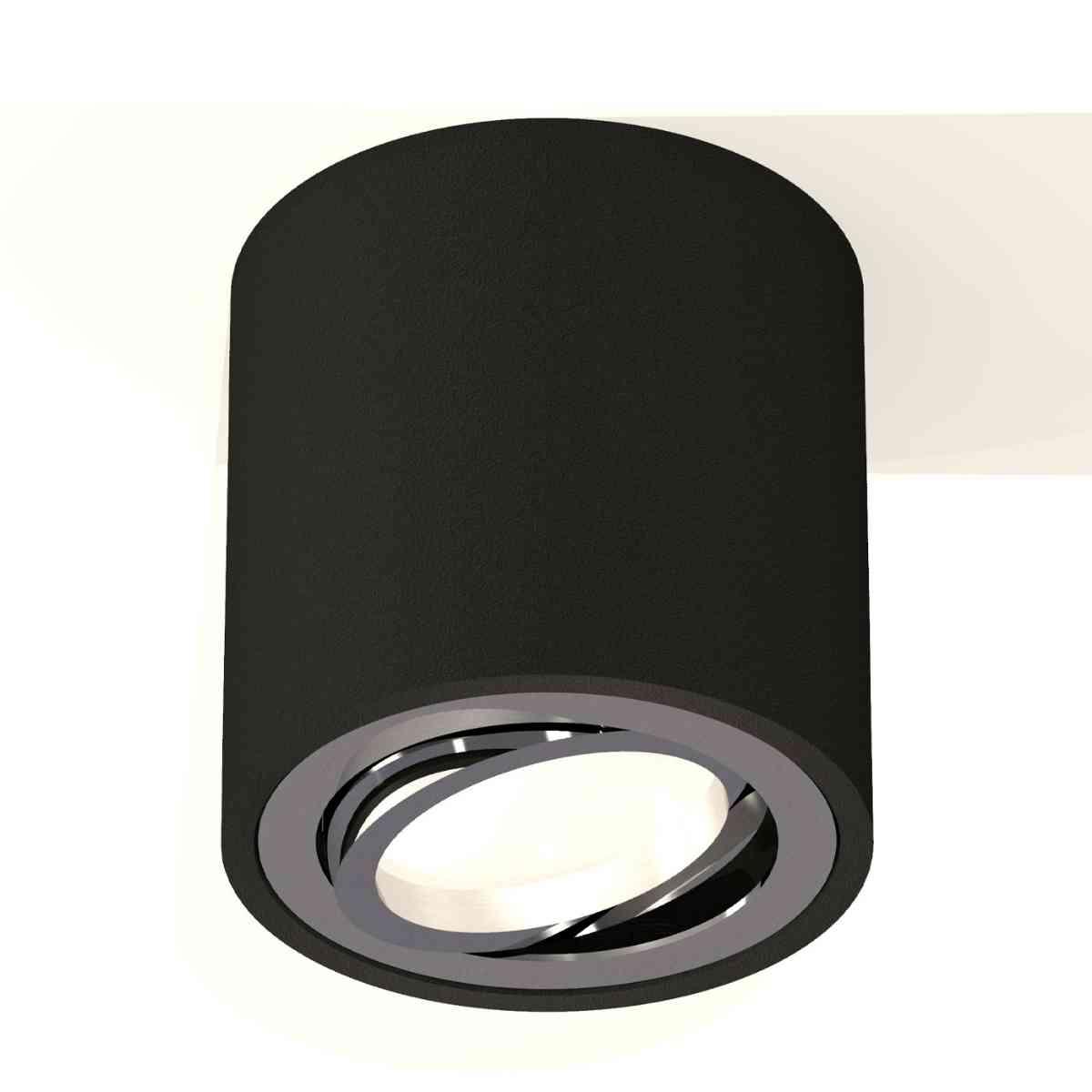 фото комплект накладного светильника ambrella light techno spot xs7532003 sbk/psl черный песок/серебро полированное (c7532, n7003) | 220svet.ru