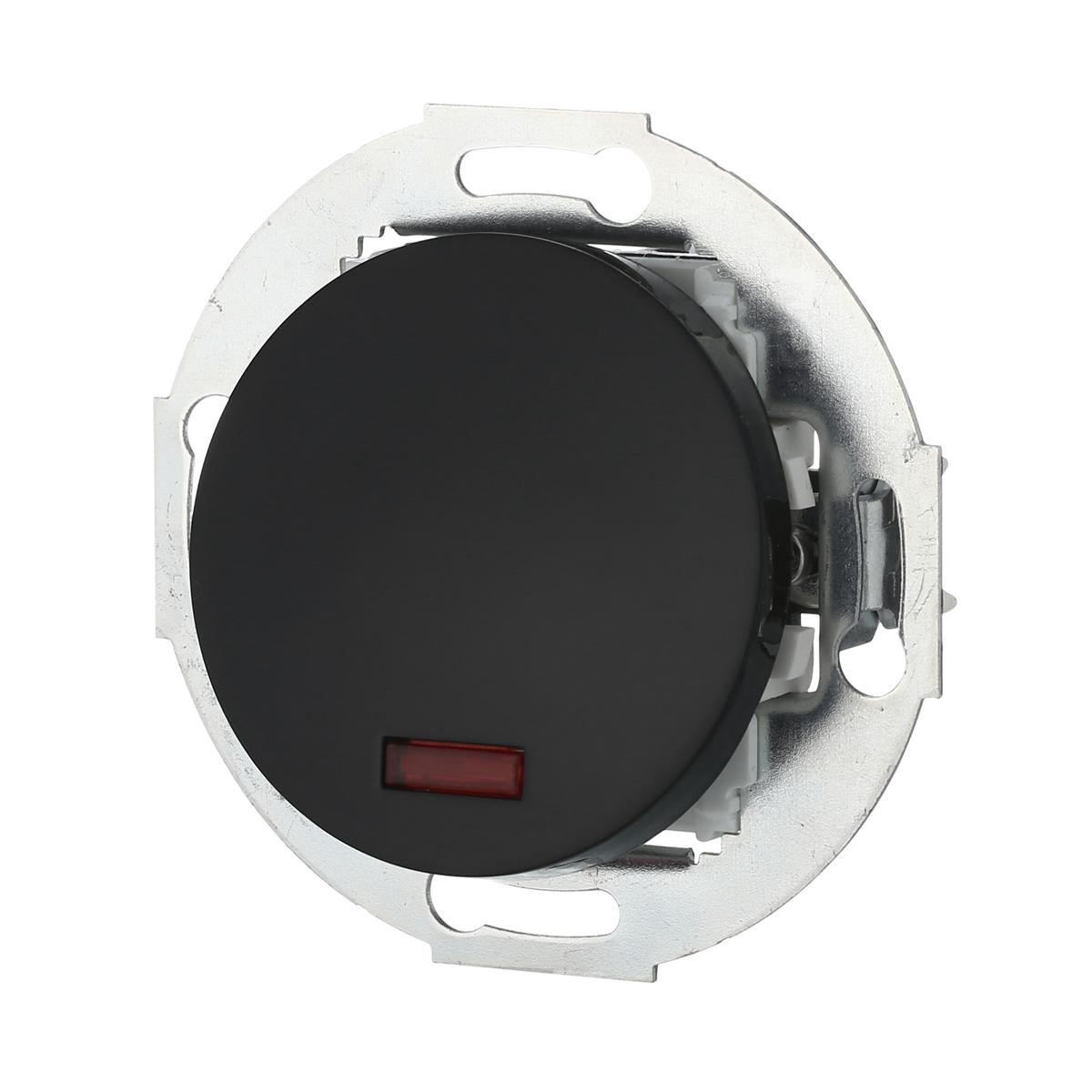 фото выключатель lk studio одноклавишный (схема 1l) с индикатором 16 а, 250 в (черный) vintage 880208-1 | 220svet.ru