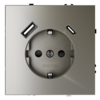 Миниатюра фото розетка встраиваемая с заземлением и защитными шторками, 16а, с usb, a+с voltum s70 vls040504 (шелк) | 220svet.ru